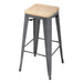 Bolero Bistro Metal High Bar Stool with Wooden Seat Pad Steel (Pack of 4) - GM639 - Simply Hospitality NZ