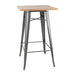 Bolero Bistro Metal Square Bar Table Gun Metal Grey with Wooden Top 600mm - FB596 - Simply Hospitality NZ