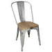 Bolero Bistro Side Chairs with Wooden Seat Pad Galvanised Steel (4 Pack) - GM642 - Simply Hospitality NZ