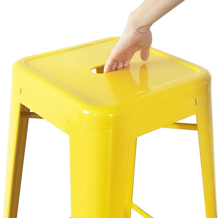 Bolero Bistro Yellow Steel High Stool Pack of 4  Bar Stools