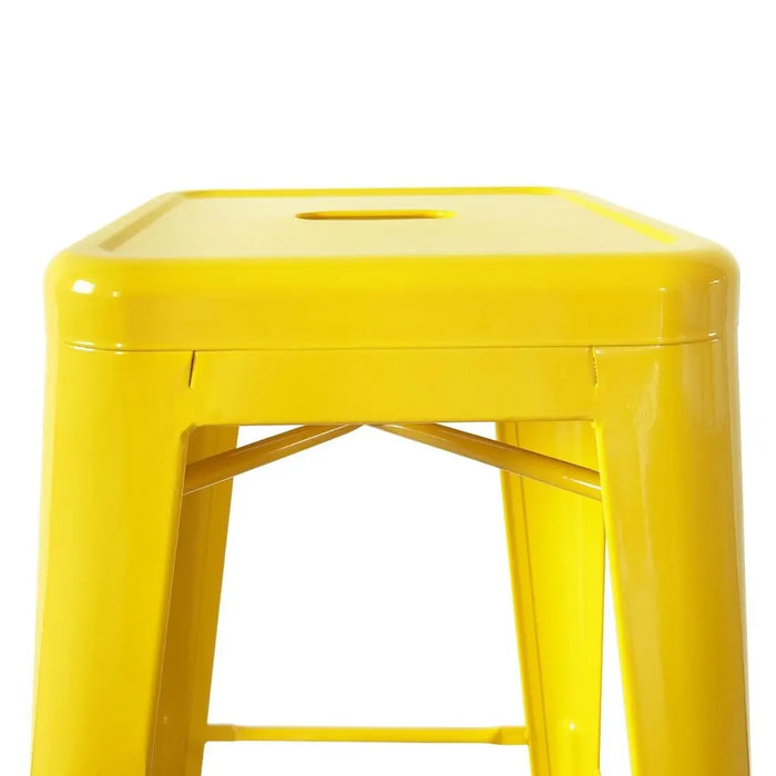 Bolero Bistro Yellow Steel High Stool Pack of 4  Bar Stools
