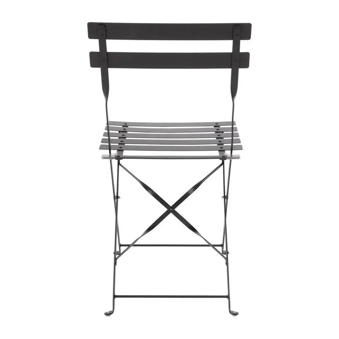 Bolero Black Pavement Style Steel Folding Chairs Pack of 2  Cafe Chairs