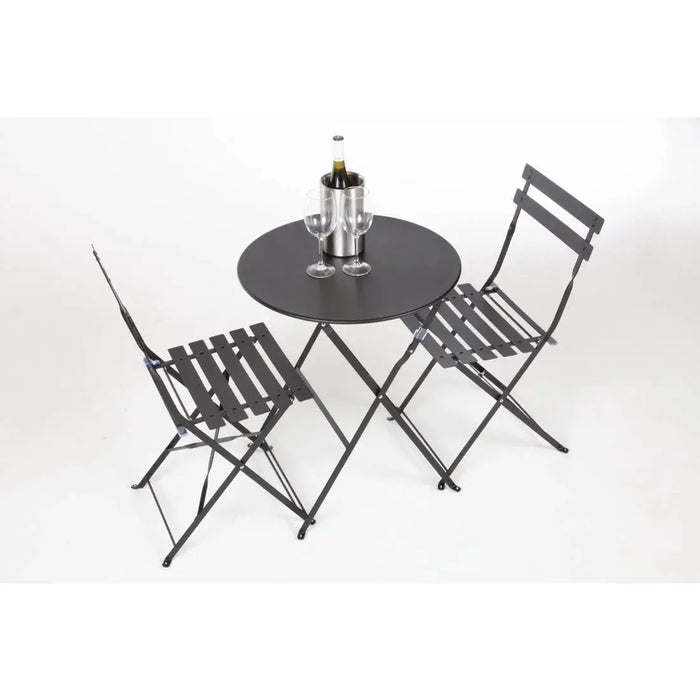 Bolero Black Pavement Style Steel Folding Chairs Pack of 2  Cafe Chairs