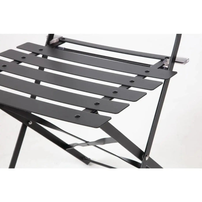 Bolero Black Pavement Style Steel Folding Chairs Pack of 2  Cafe Chairs