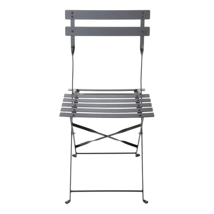 Bolero Black Pavement Style Steel Folding Chairs Pack of 2  Cafe Chairs
