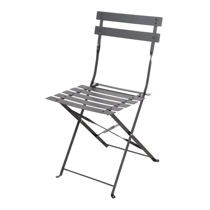 Bolero Black Pavement Style Steel Folding Chairs Pack of 2  Cafe Chairs