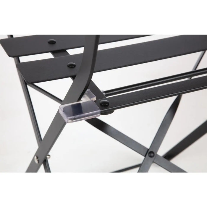 Bolero Black Pavement Style Steel Folding Chairs Pack of 2  Cafe Chairs