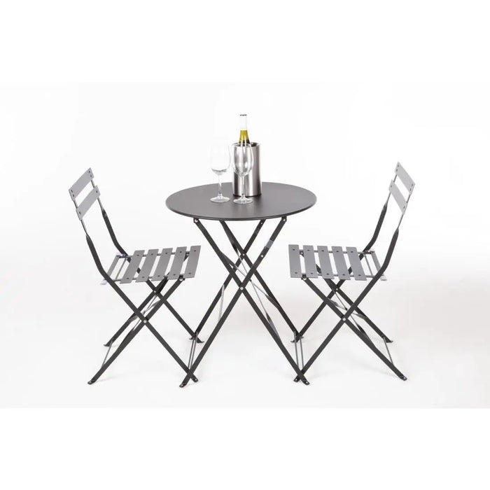 Bolero Black Pavement Style Steel Folding Chairs Pack of 2  Cafe Chairs