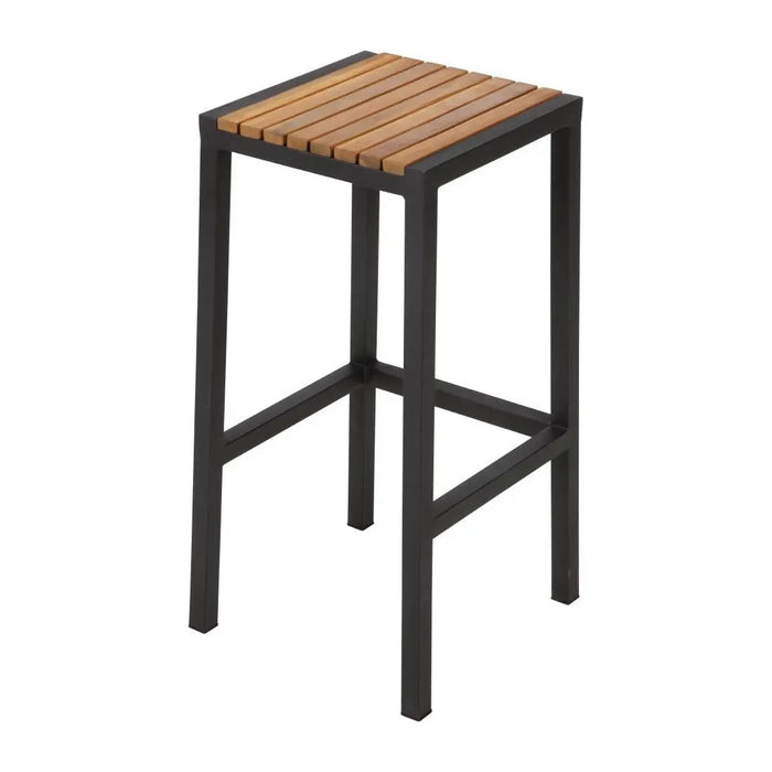 Bolero Black Steel & Acacia Wood Bar Stool 2 Pack  Bar Tools