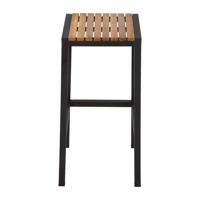 Bolero Black Steel & Acacia Wood Bar Stool 2 Pack  Bar Tools
