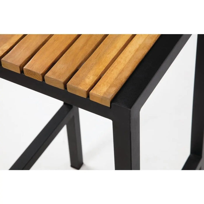 Bolero Black Steel & Acacia Wood Bar Stool 2 Pack  Bar Tools