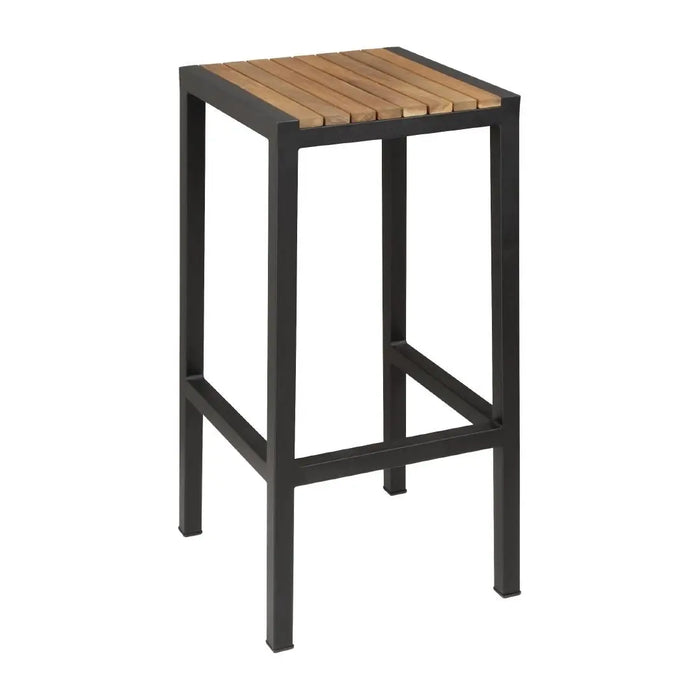 Bolero Black Steel & Acacia Wood Bar Stools (Pack of 2) - DS156 - Simply Hospitality NZ
