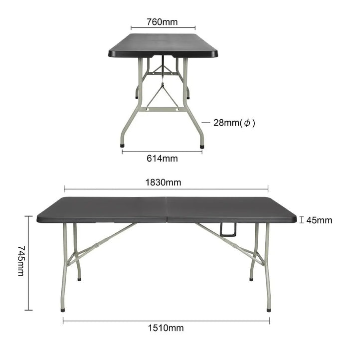 Bolero Centre Folding Utility Table 6 ft – Black  Folding Table