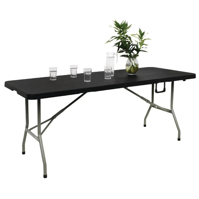 Bolero Centre Folding Utility Table 6 ft – Black  Folding Table