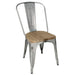 Bolero Galvanised Steel Dining Sidechairs with Wood Seat Pad  Cafe Chairs