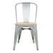 Bolero Galvanised Steel Dining Sidechairs with Wood Seat Pad  Cafe Chairs