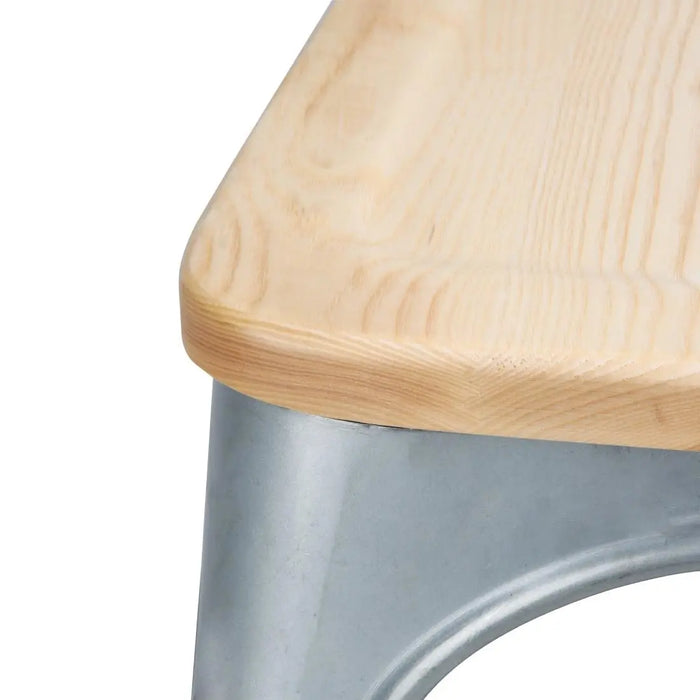 Bolero Galvanised Steel Dining Sidechairs with Wood Seat Pad  Cafe Chairs