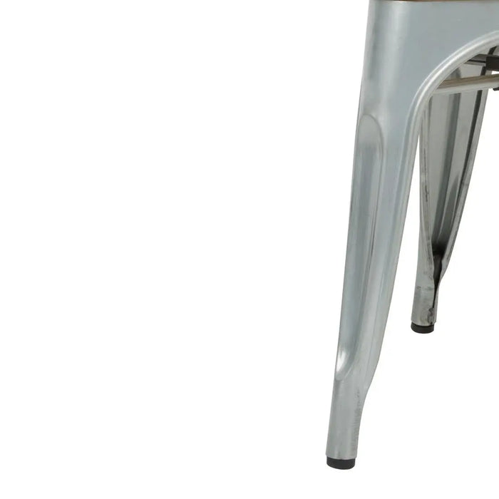 Bolero Galvanised Steel Dining Sidechairs with Wood Seat Pad  Cafe Chairs