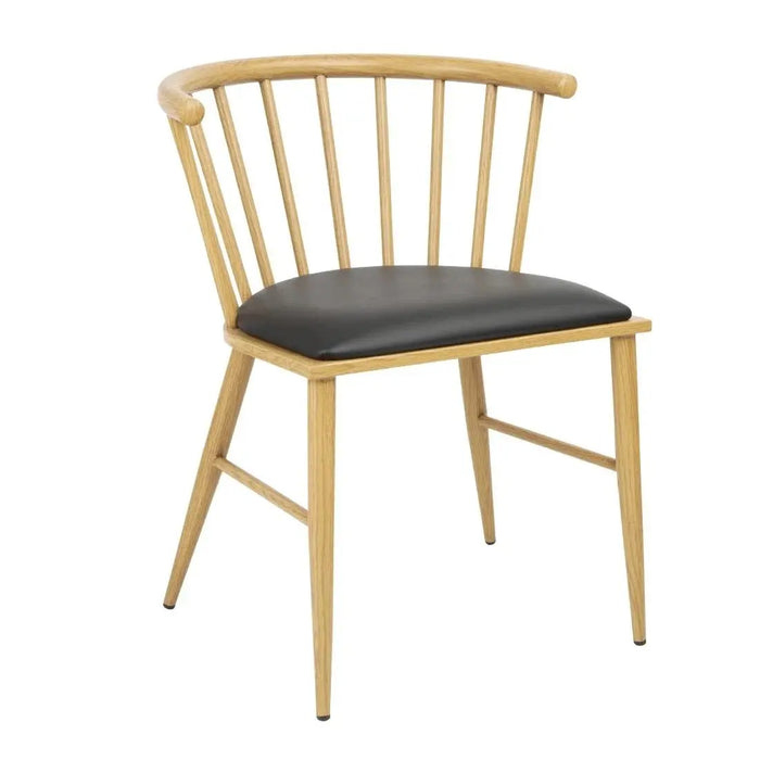 Bolero Harrowdene Padded Metal Side Chairs Wood Effect 2 Pack  Cafe Chairs