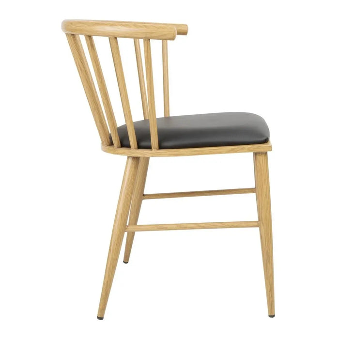 Bolero Harrowdene Padded Metal Side Chairs Wood Effect 2 Pack  Cafe Chairs