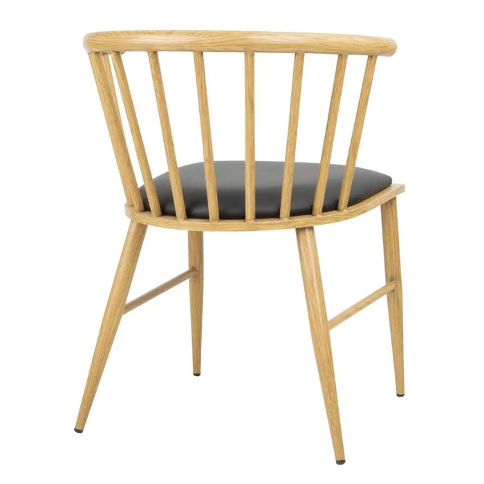 Bolero Harrowdene Padded Metal Side Chairs Wood Effect 2 Pack  Cafe Chairs