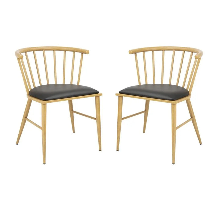 Bolero Harrowdene Padded Metal Side Chairs Wood Effect 2 Pack  Cafe Chairs