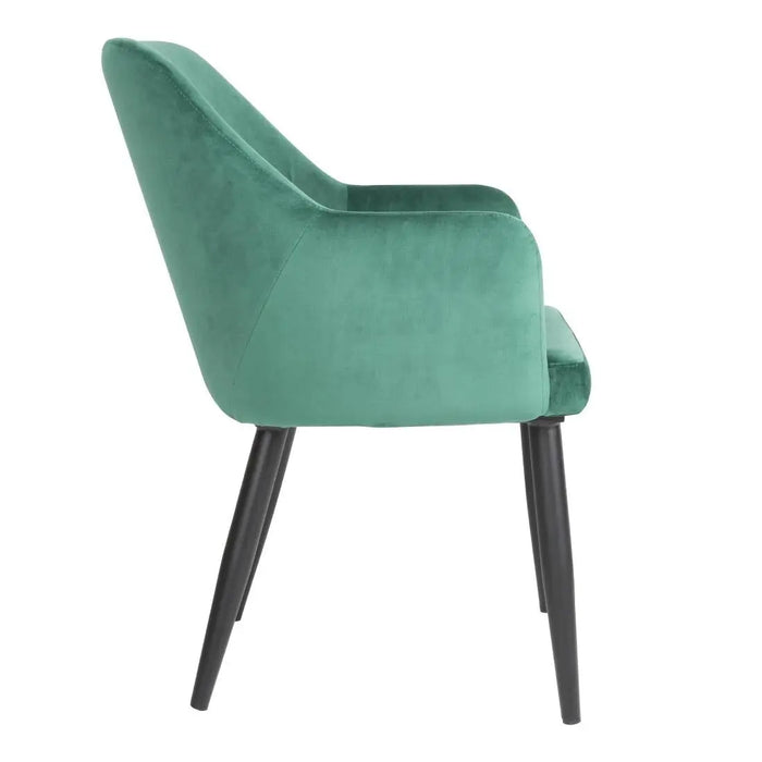 Bolero Lia Velvet Set of 2 Chairs Dark Green  Chairs