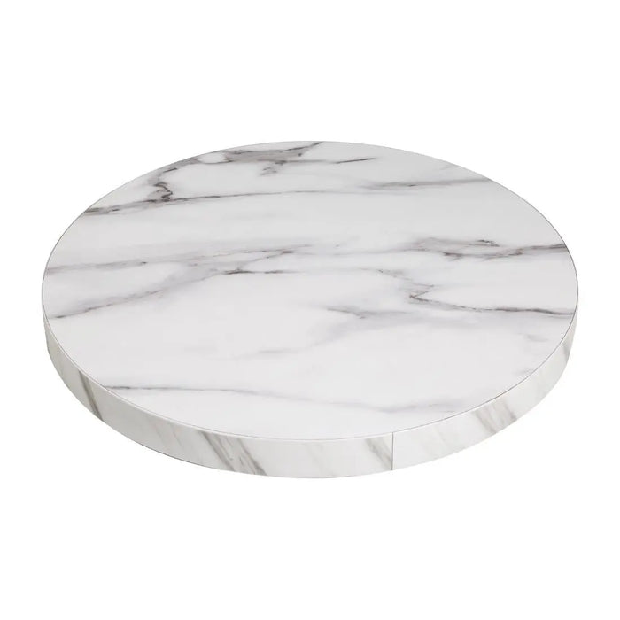 Bolero Pre-Drilled Round Table Top Marble Effect 600 mm  Table Top