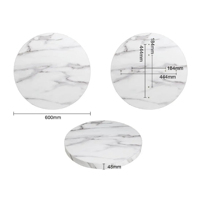 Bolero Pre-Drilled Round Table Top Marble Effect 600 mm