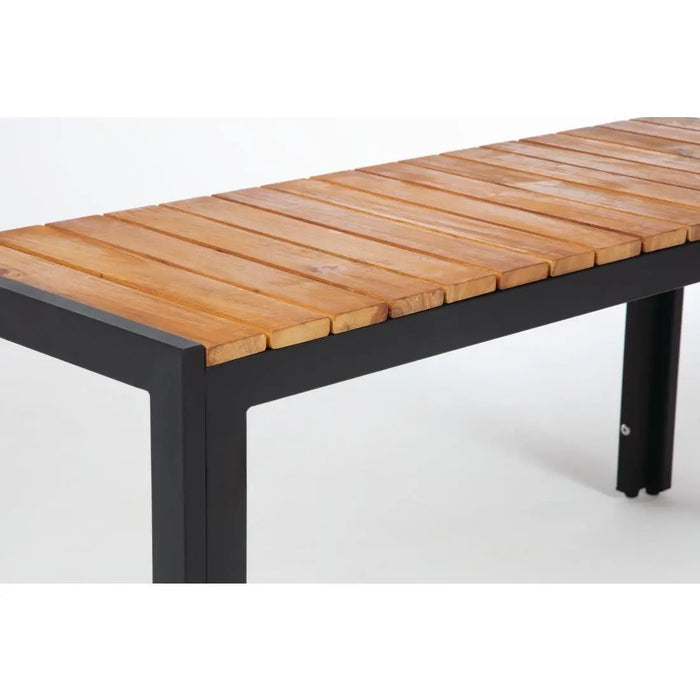 Bolero Rectangular Steel & Acacia Benches 1000mm 2 Pack  Cafe Chairs