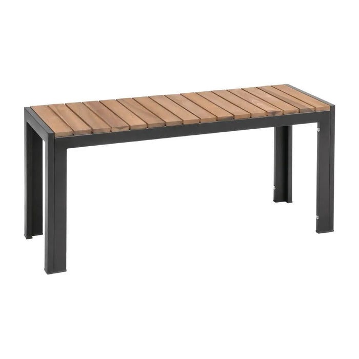 Bolero Rectangular Steel and Acacia Benches 1000mm (2 Pack) - DS154 - Simply Hospitality NZ