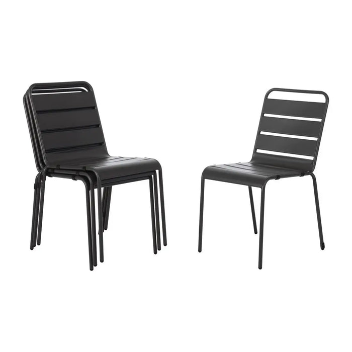 Bolero Slatted Steel Side Chairs Grey (Pack of 4) - CS727 - Simply Hospitality NZ