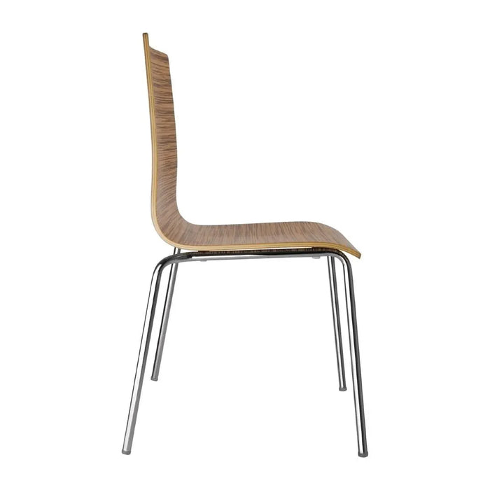 Bolero Square Back Side Chair Zebrano Pack of 4  Cafe Chairs