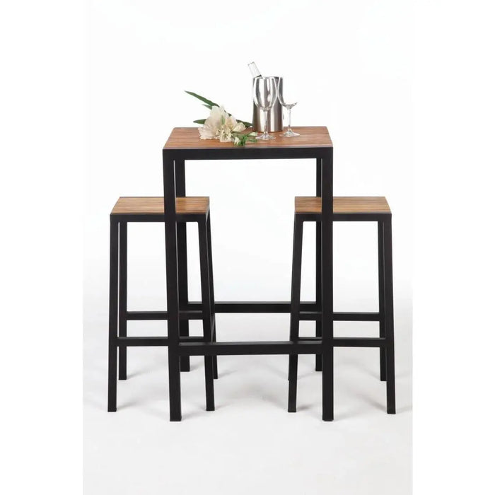 Bolero Square Steel & Acacia Bar Table 600 mm  Cafe Tables