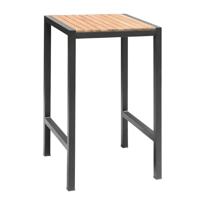 Bolero Square Steel & Acacia Bar Table 600 mm  Cafe Tables