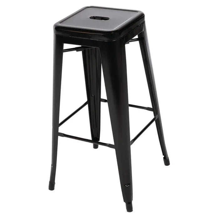 Bolero Steel Bistro High Stools Black Pack of 4  Bar Stools