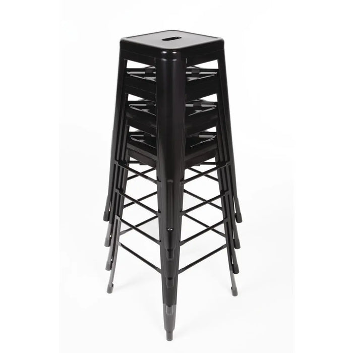 Bolero Steel Bistro High Stools Black Pack of 4  Bar Stools