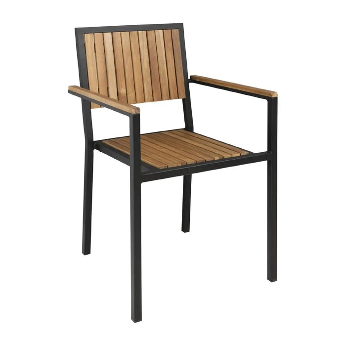 Bolero Steel & Acacia Armchair (Pack of 4) - DS151 - Simply Hospitality NZ