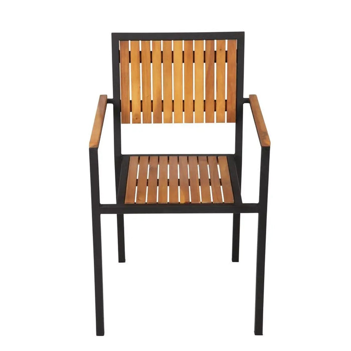 Bolero Steel & Acacia Wood Arm Chair 4 Pack  Cafe Chairs