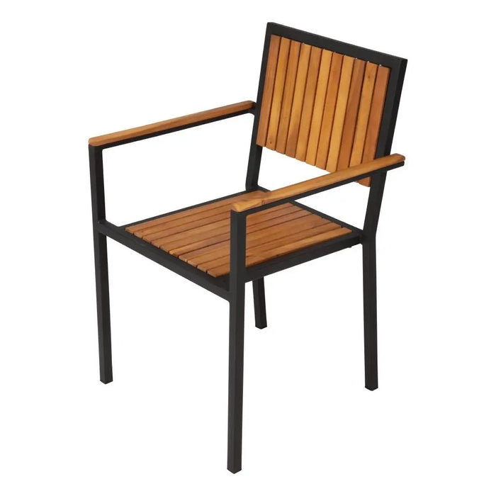 Bolero Steel & Acacia Wood Arm Chair 4 Pack  Cafe Chairs