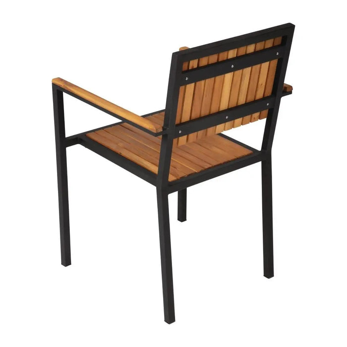 Bolero Steel & Acacia Wood Arm Chair 4 Pack  Cafe Chairs