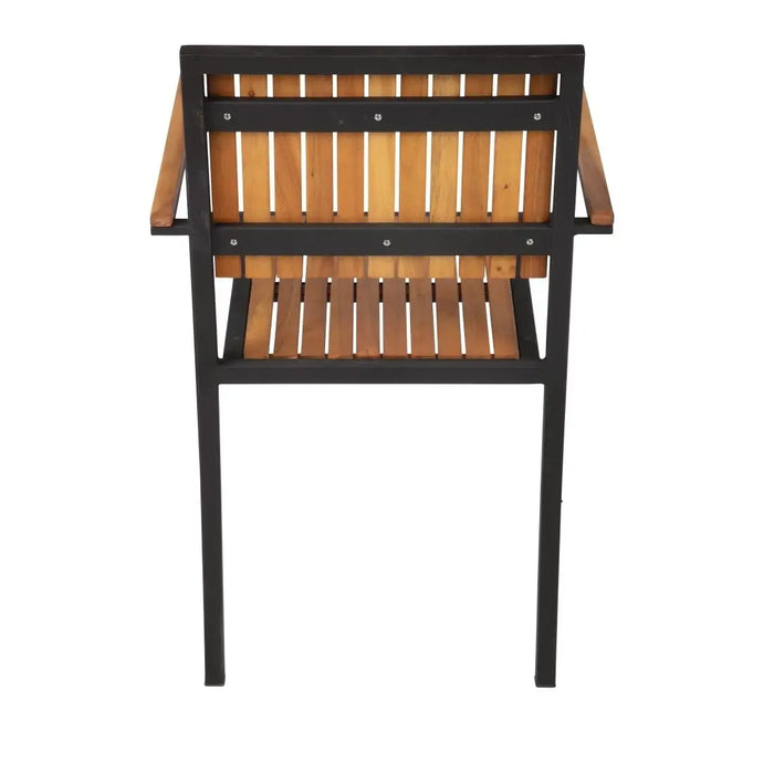 Bolero Steel & Acacia Wood Arm Chair 4 Pack  Cafe Chairs