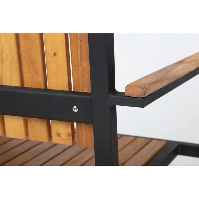 Bolero Steel & Acacia Wood Arm Chair 4 Pack  Cafe Chairs