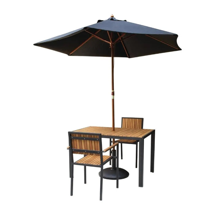 Bolero Steel & Acacia Wood Arm Chair 4 Pack  Cafe Chairs
