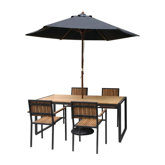 Bolero Steel & Acacia Wood Arm Chair 4 Pack  Cafe Chairs
