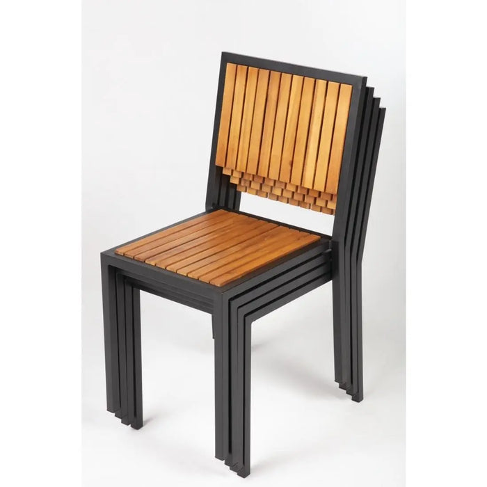 Bolero Steel & Acacia Wood Side Chair 4-Pack  Cafe Chairs