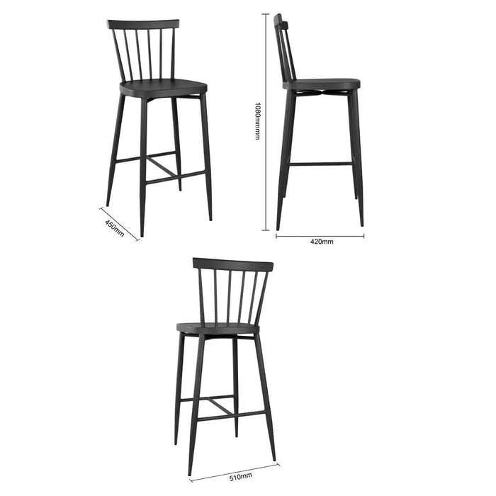 Bolero Windsor Aluminium Black High Stools 2 Pack  Bar Stools