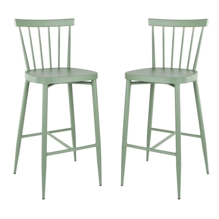 Bolero Windsor Aluminium Green High Stools 2 Pack  Bar Stools