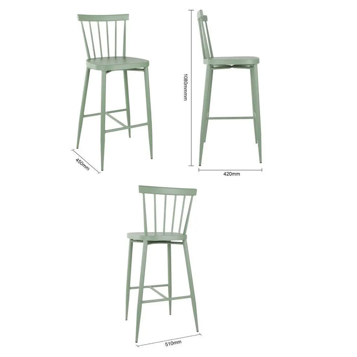 Bolero Windsor Aluminium Green High Stools 2 Pack  Bar Stools