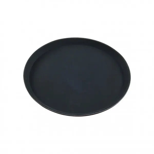 Chef Inox Utility Round Tray Non-Slip 350mm Black  Serving Trays